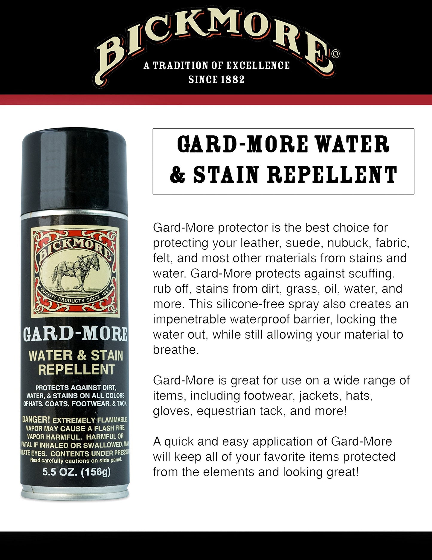 Gard-More Water & Stain Repellent | Leather & Suede Protector Spray | Shoe Waterproof Spray | Heavy Duty Fabric Protector for Leather Boots, Hats, Jackets & UGGs | Won't Darken or Yellow | Made in USA