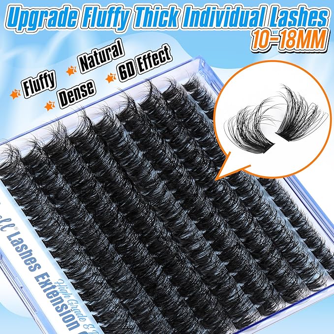Fluffy Lash Clusters Wispy Eyelash Extension 10-18MM 180Pcs Individual Lashes Clusters Natural Eyelashes Extensions DIY at Home by Pleell