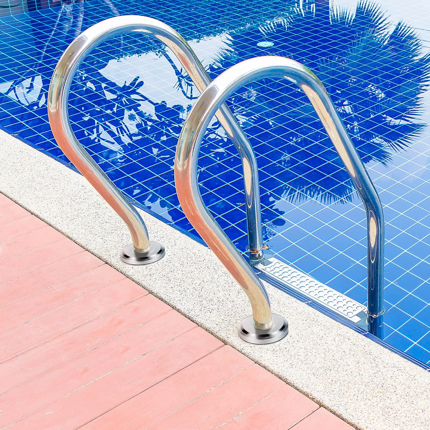 Universal Fit Pool Ladder Escutcheon Plates 4Pack,Blasoul Stainless Steel Cover Plate for 1.9" Inground Pool Handrail