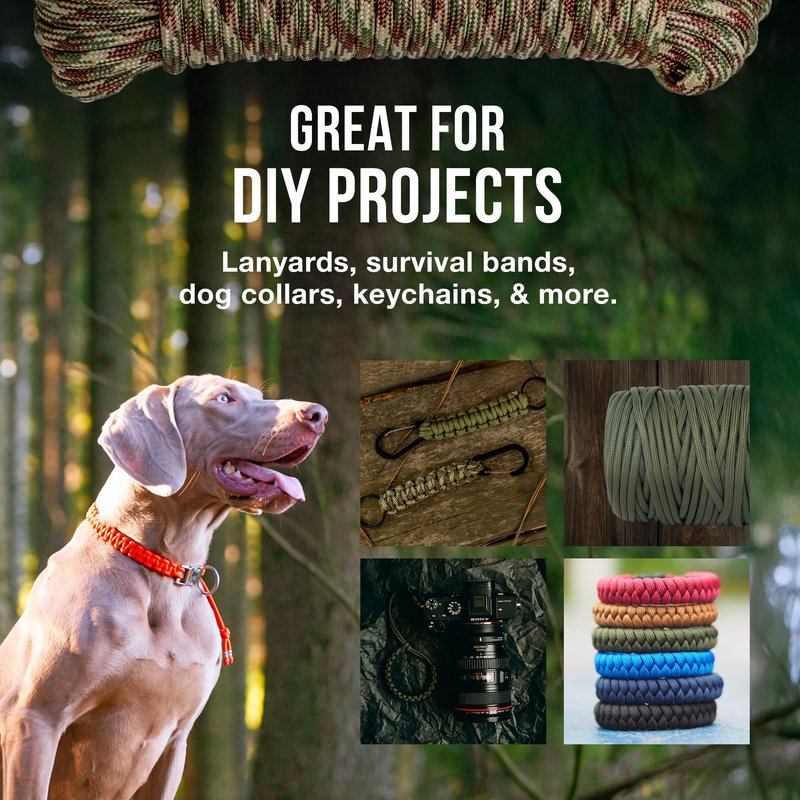Mossy Oak Paracord Rope 750 with 11 Inner Strands | Nylon Tactical Survival Gear for Camping, Hunting, Fishing, Hiking, Crafting & DIY | Durable & Lightweight, 4mm Parachute Cord
