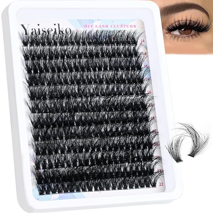 Wispy Lash Clusters 14-22mm Thick Eyelash Clusters D Curl Wispy Individual Lashes 80D Cluster Eyelash Extensions 240pcs Plant Fibers Lashes Clusters DIY Lash Extension, by Yaiseiko