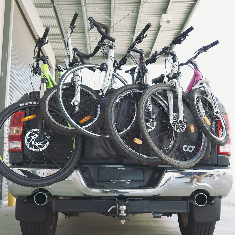 CyclingDeal Tailgate Bike Pads - Mountain MTB Bike Carrier Bicycle Rack Cover Protection Mats for Pickup Truck - Fits up to 5 Bikes - 54" Wide for 5 Bikes (w/Tool Pockets)