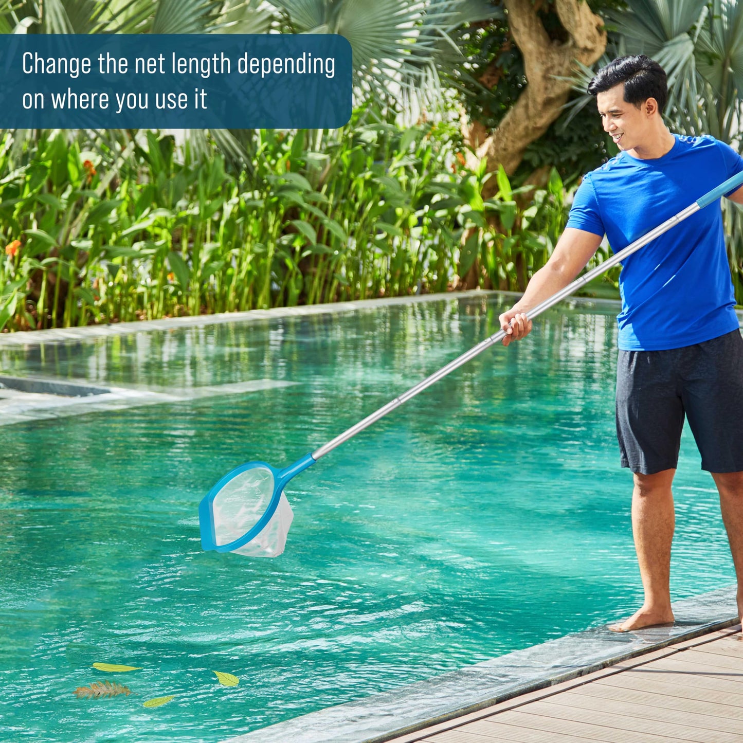U.S. Pool Supply Spa, Hot Tub, Pool Leaf Skimmer Net, 17" & 48" Long Aluminum Poles - Deep Ultra Fine Mesh Netting, Handheld Pool Cleaning Net, Clean Finest Debris, Leaves, Ponds, Small Above Ground
