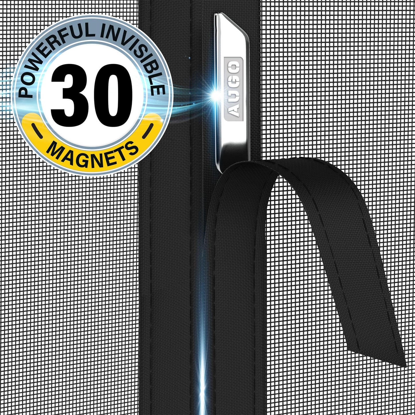 AUGO Garage Door Screen, 2 Car 8x7FT, Fiberglass mesh with Magnetic Closure, Heavy Duty Weighted Bottom, Easy Assembly & Pass, Hands Free Screen Door