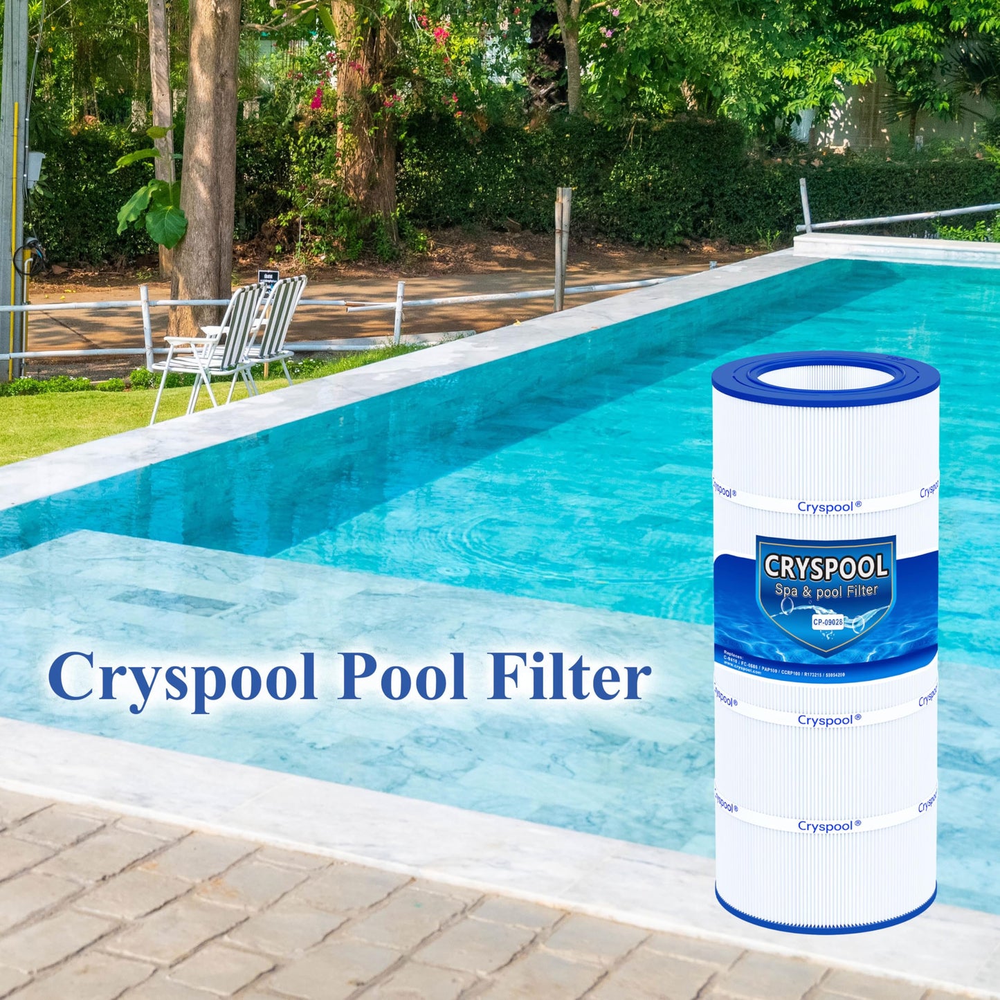 Cryspool® 09028 Filter Compatible with CC100, Clean & Clear CCRP100, R173215, Predator-100, Posi-Clear PXCRP 100, PAP100, C-9410,FC-0686, 100 Sq. Ft Pool Filter Cartridge, 1 Pack