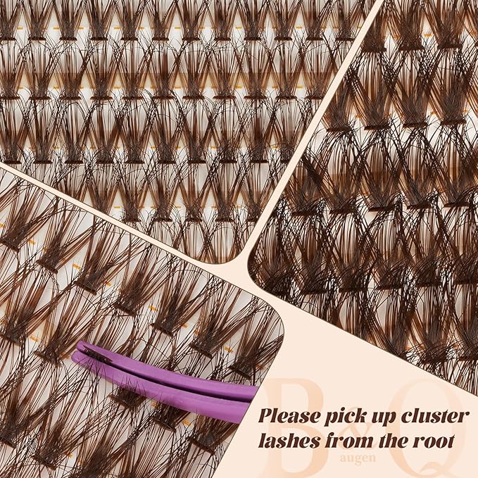 B&Q Mocha Brown Lash Clusters Kit | 280 Pcs Brown Wispy & Natural Eyelash Clusters for Beginner DIY, Complete Lash Extension Kit with Bond and Seal, Fake Eyelashes for Natural LookÃ¯Â¼Â40D+50D 9-16mm)