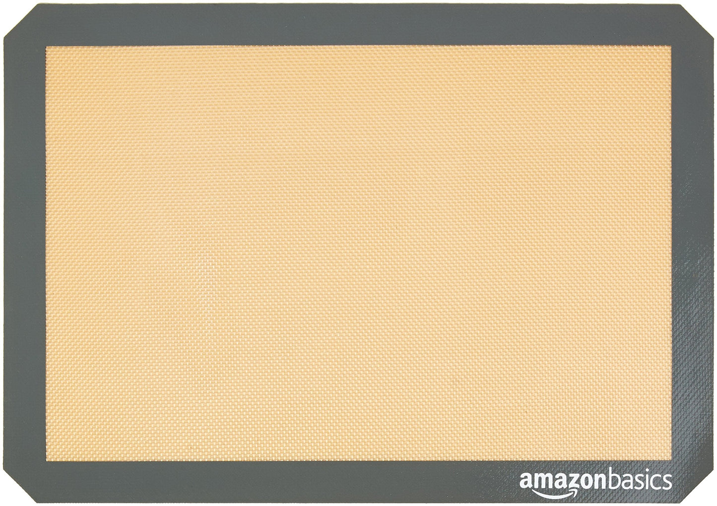 Amazon Basics Silicone Rectangular Baking Mat, Non-Stick Reusable Oven Bakeware, 16.5" x 11.6", New Beige/Gray, Pack of 2
