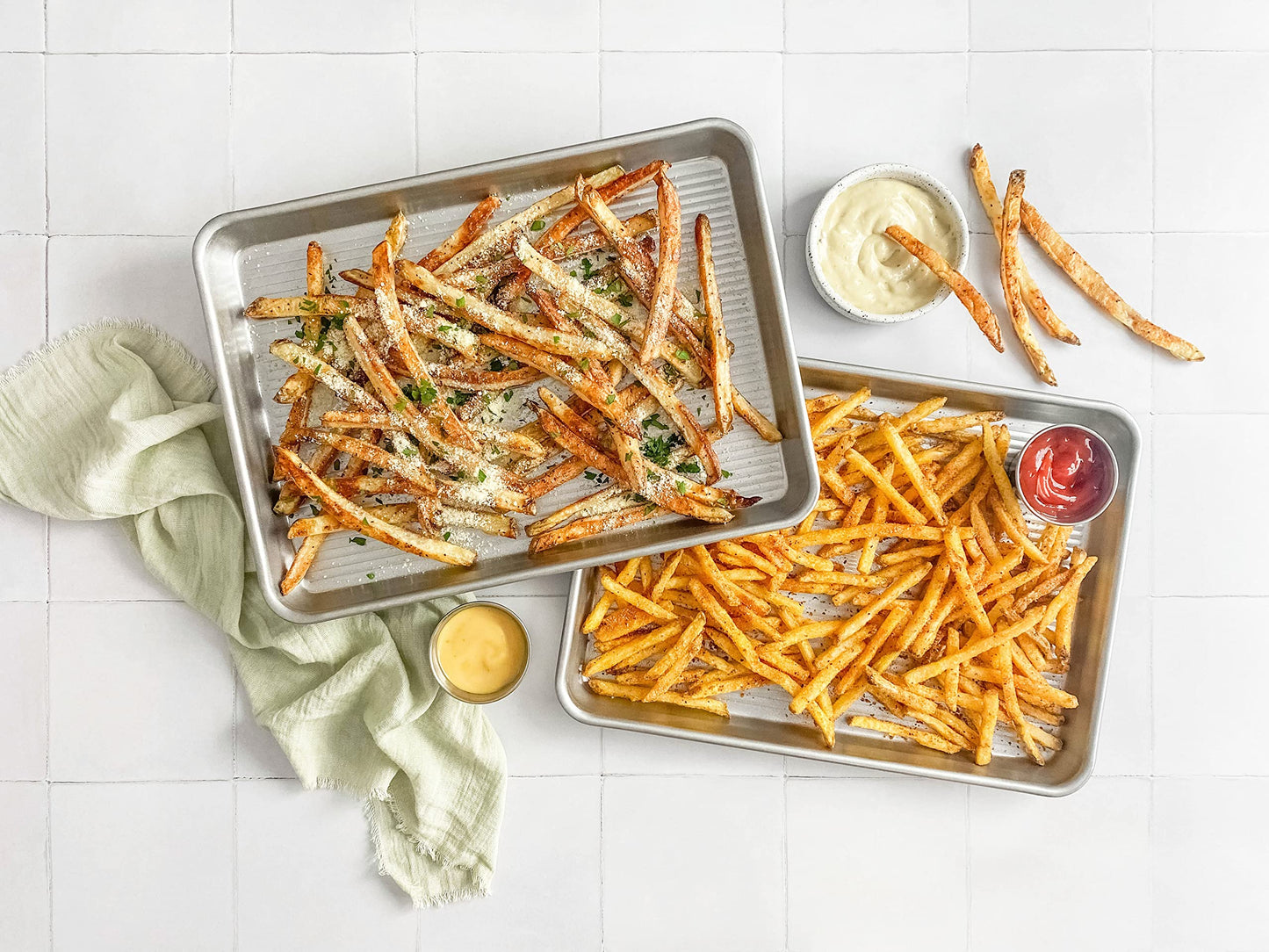 USA Pan Nonstick Half Sheet Pan and Quarter Sheet Pan, Set of 2, Aluminized Steel