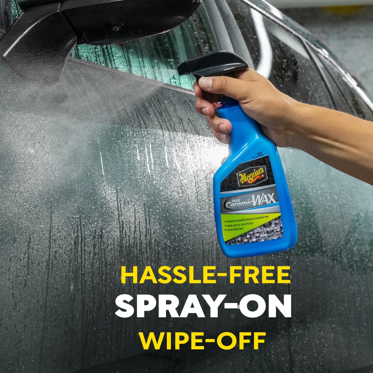 Meguiar's Hybrid Ceramic Wax, Easy-to-Use Spray Wax for Car Detailing with the Superior Protective Power of Advanced SiO2 Hybrid Barrier Technology, 26 Oz Spray Bottle