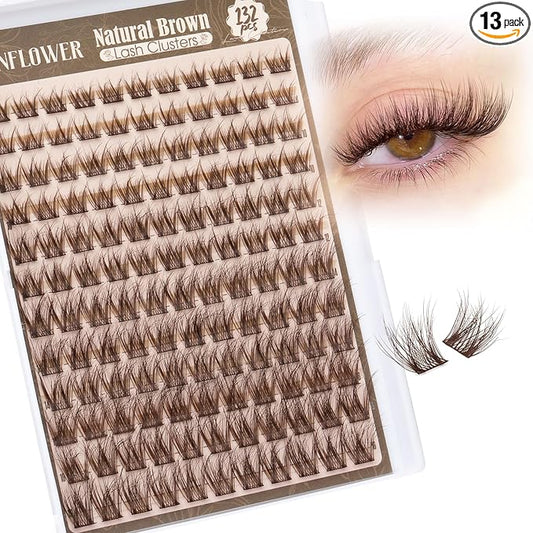 Brown Lash Clusters Wispy Eyelash Clusters Natural Cluster Eyelash Extensions C Curly Lashes Clusters Dark Brown Individual Lashes by Lanflower