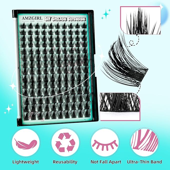 Manga Lash Clusters Kit 168pcs C Curl Fairy Eyelash Extension with Individual Lashes Bond and Seal Waterproof,Eyelashes Glue Remover,Lash Applicator for Volume Anime Lashes Cluster(Doll,C-10-18mm Kit)
