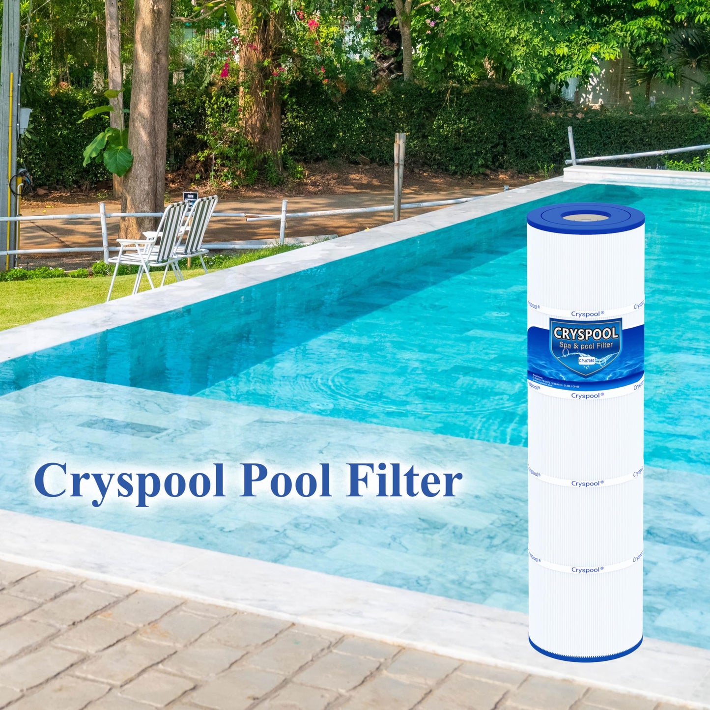 Cryspool® 07080 Filter Compatible with Jandy CL460, CV460, A0558000, R0554600, PJAN115, C-7468, FC-0810, 4X115 sq.ft Pool Filter Cartridges, 4 Pack