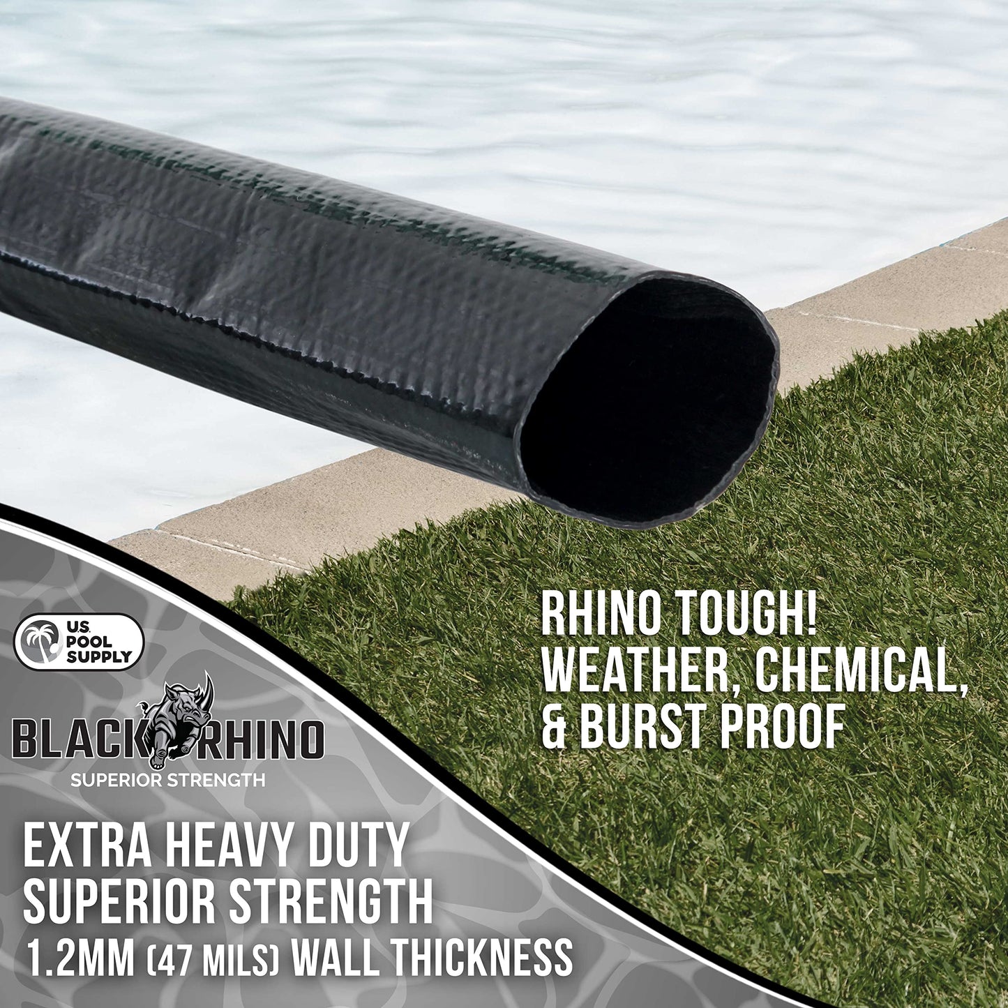 U.S. Pool Supply Pool Backwash Hose 2 Inch Diameter x 25 Feet - Discharge Hose for Pump, Sand Filter & Sump Pump Hoses - Burst Resistant Lay Flat Drainage Hoses for Inground & Above Ground Pools