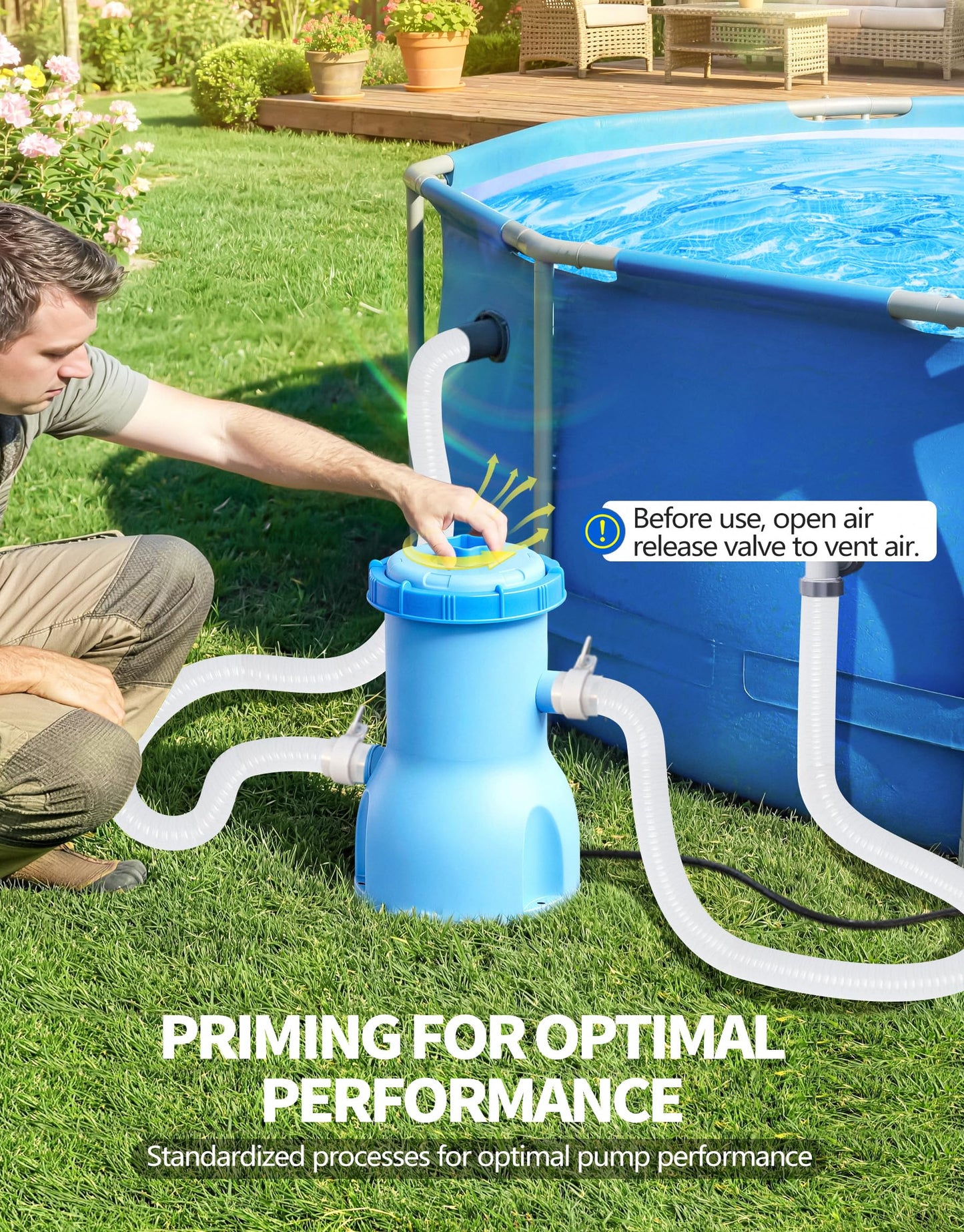 BluClear Standard Series Above Ground Pool Filter Pump - 800 GPH Flow Rate | Rapid Circulation & Micro-Debris Filtration, Pool Cartridge Filter Pump System - Keep Water Crystal Clean & Clear-Deep Blue