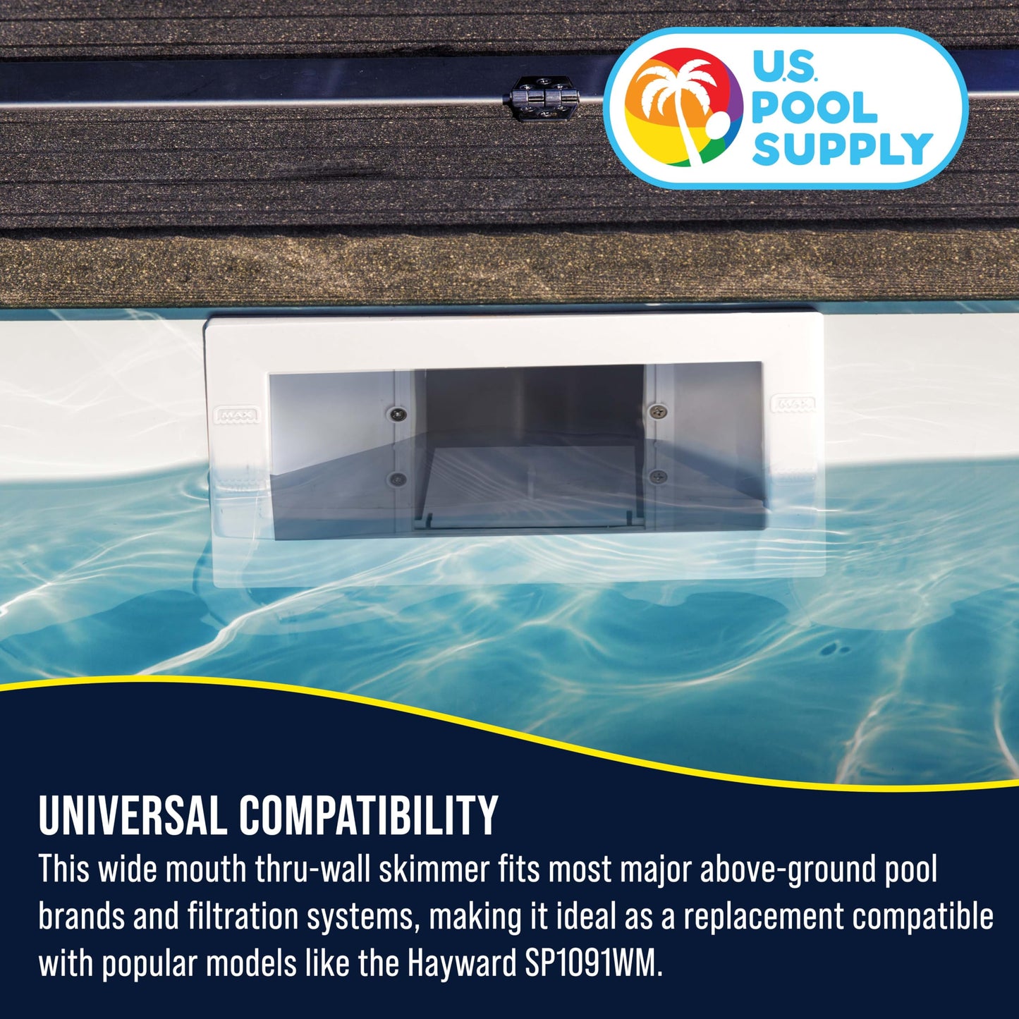 U.S. Pool Supply Wide Mouth Thru-Wall Above Ground Pool Skimmer Kit - ABS Construction, Complete Universal Set, Return Fitting, Vacuum Plate, Leaf Basket - Replacement Compatible with SP1091WM Skimmer