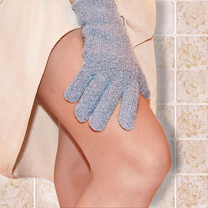 Evridwear Exfoliating Glove for Shower Men and Women, Dual Texture Bath Body Scrub Gloves Dead Skin Cell Remover for Home Spa, Massage,with Hanging Loop (3 Pairs)