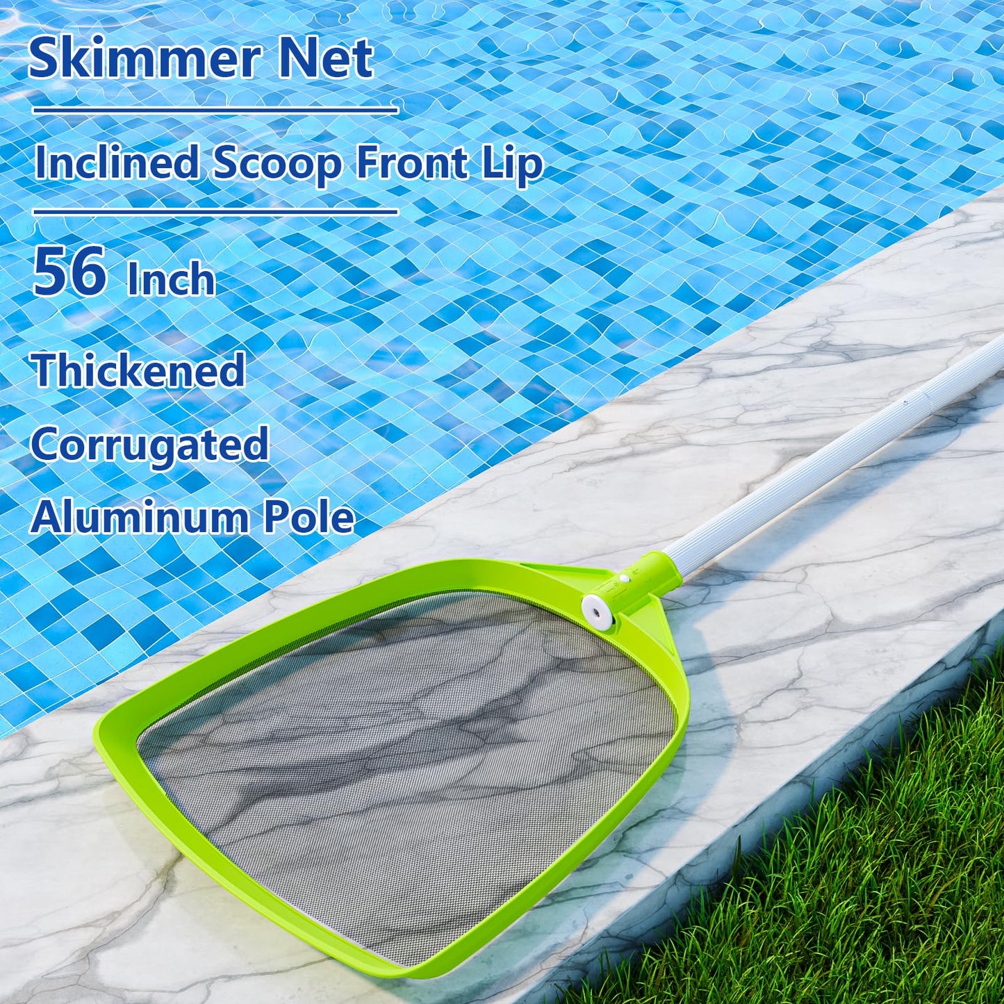 Sepetrel Pool Skimmer Net- Total Length 72 inches Rake with Pole,Accessories for Cleaning Inground/Above Ground Swimming Pool, Pond,Spa and Hot Tub Leaf Debris