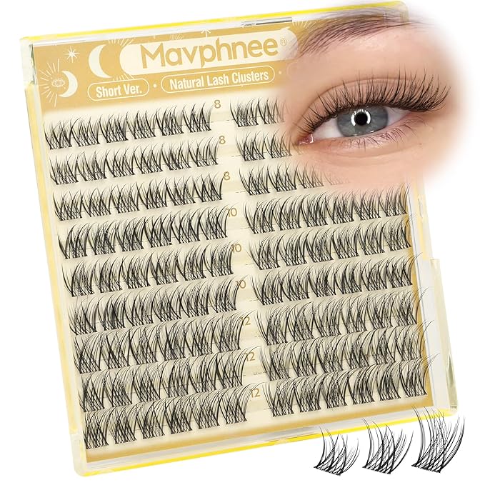 8-12MM Natural Lash Clusters Short Eyelash Clusters Clear Band Cluster Lashes Extensions Wispy Individual Lashes CC Curve Fluffy Pestañas Postizas Naturales 108PCS Cluster Eyelash Extensions