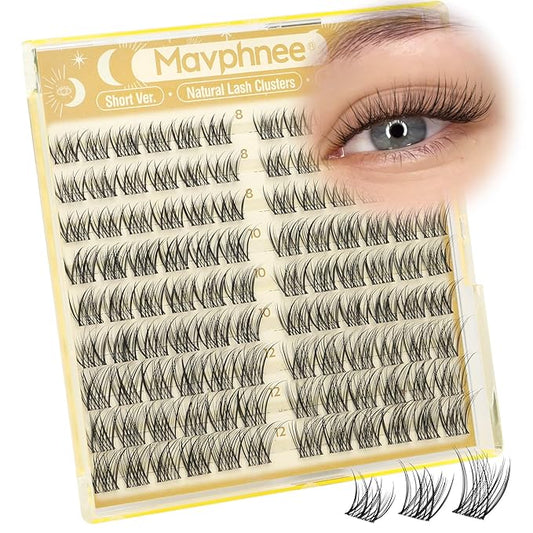 8-12MM Natural Lash Clusters Short Eyelash Clusters Clear Band Cluster Lashes Extensions Wispy Individual Lashes CC Curve Fluffy Pestañas Postizas Naturales 108PCS Cluster Eyelash Extensions