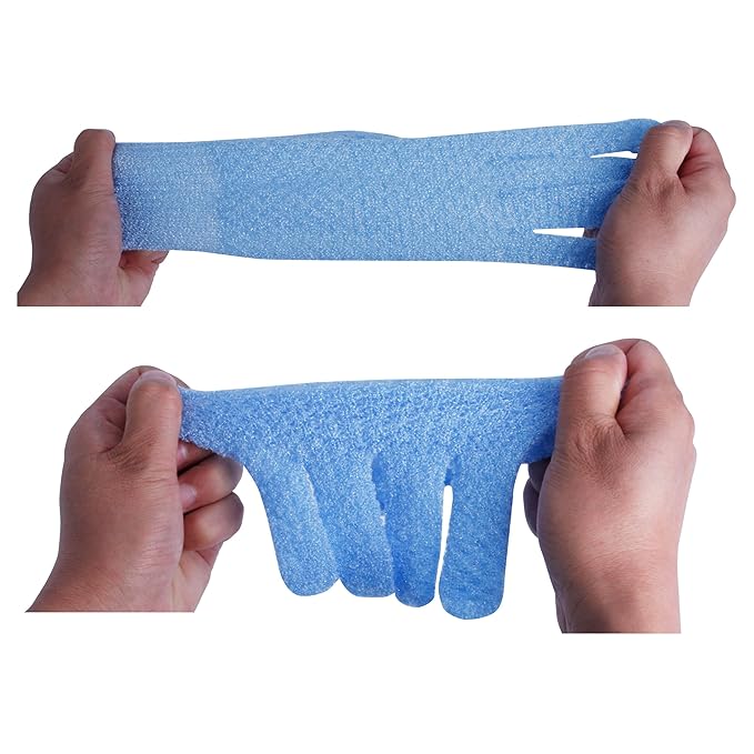 Evridwear Exfoliating Glove for Shower Men and Women, Dual Texture Bath Body Scrub Gloves Dead Skin Cell Remover for Home Spa, Massage, with Hanging Loop (3 Gloves Not 3 Pair)