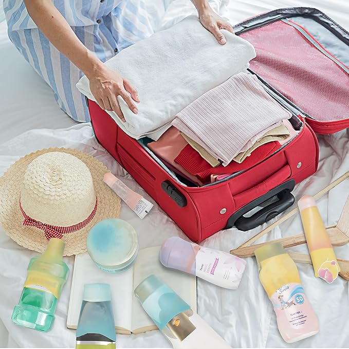 Silicone Bottle Covers Travel Essentials for Women Men, Beach Vacation Essentials, Travel Size Toiletries Accessories, Cruise Ship Essentials 2026, Must Haves, Leak Proofing