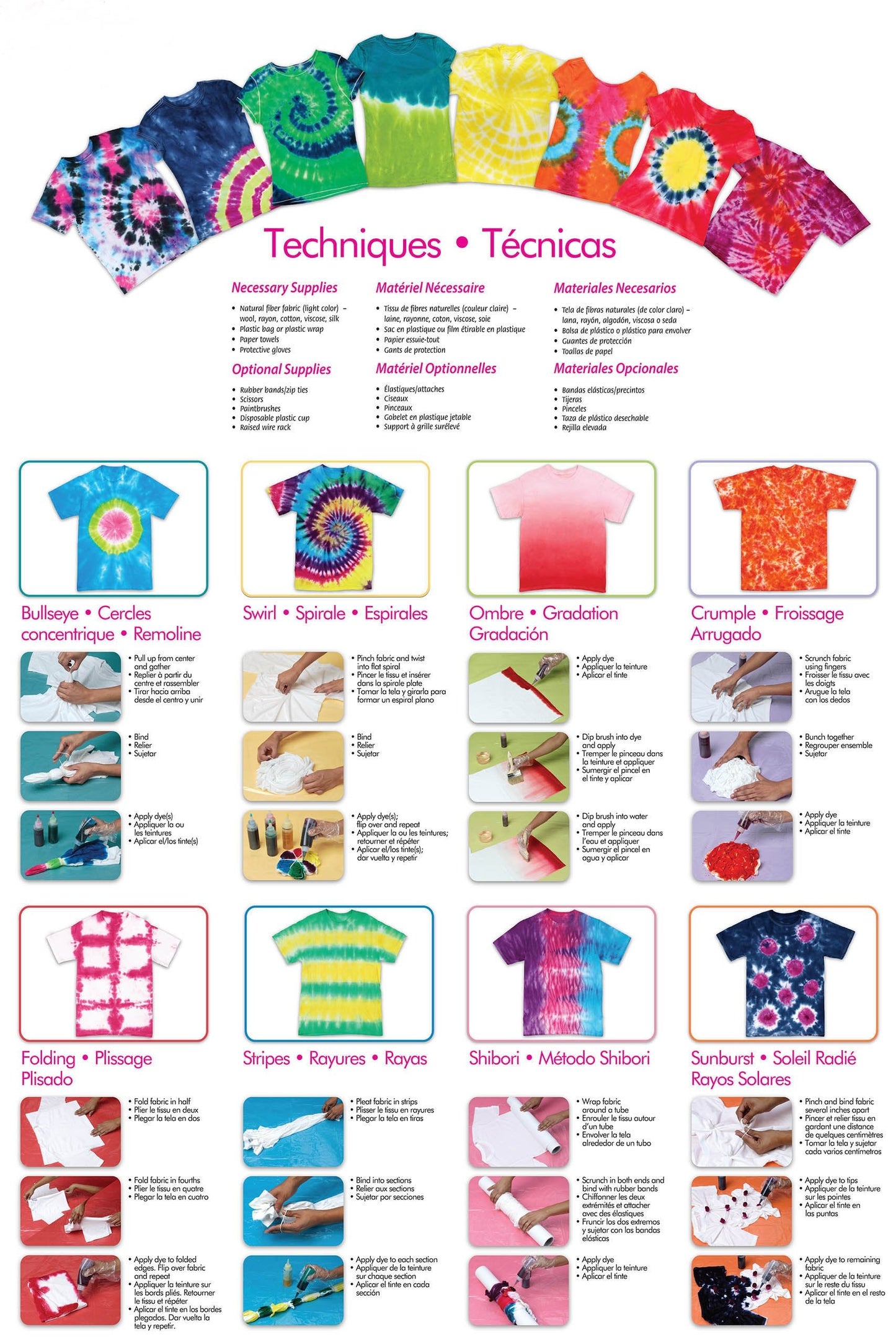 Tulip One-Step Tie-Dye Kit Extra Large Block Party 16 oz Easy Squeeze Bottles, All-in-1 Kit for Group Activity Tie-Dye, 6, Vibrant Colors