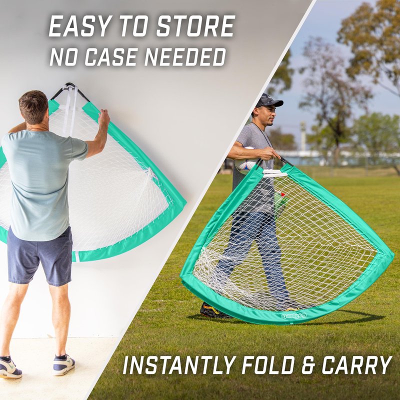 GoSports Team Tone 6 ft x 4 ft Portable Soccer Goal for Kids - Pop Up Net for Backyard - Turquoise
