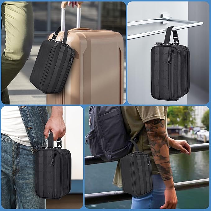 Men's Toiletry Bag, Tactical Inspired Hygiene Shaving Bath Shower Grooming Toiletries Bag for Men Water-resistant Dop Kits for Travel