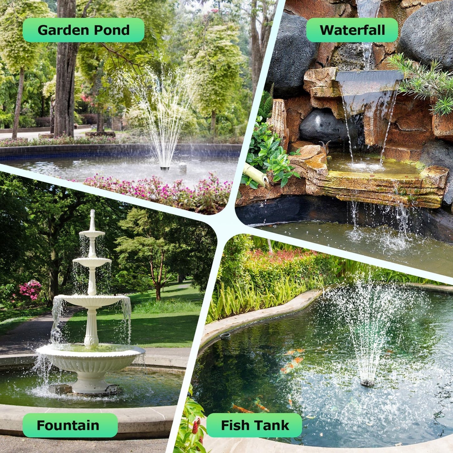 POPOSOAP Solar Fountain Pump, 20W Solar Powered Water Pump 320GPH Flow Adjustable, Solar Pond Pump with 4 Spray Patterns for Garden, Ponds, Fish Tank, Waterfall