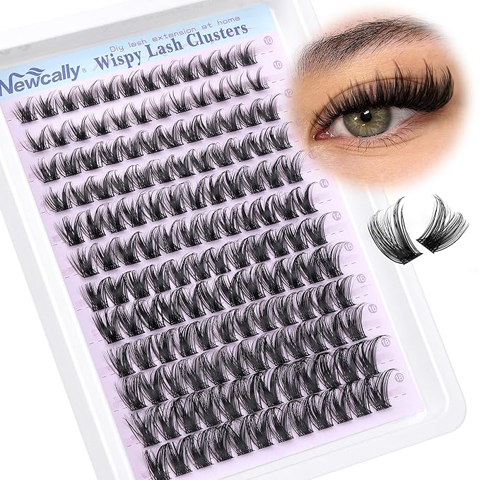 Lash Clusters Wispy Lash Extension D-curly Eyelash Clusters Natural Look 10-18mm Cluster Eyelash Extensions 144Pcs Volume Individual Lashes Spiky Cluster Lashes Manga by Newcally