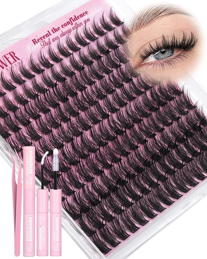 Wispy Lash Clusters Kit Natural Lash Extension Kit Manga Cluster Eyelash Extensions Kit CD Curly Eyelash Clusters Thin Band Individual Lashes Clusters by Lanflower