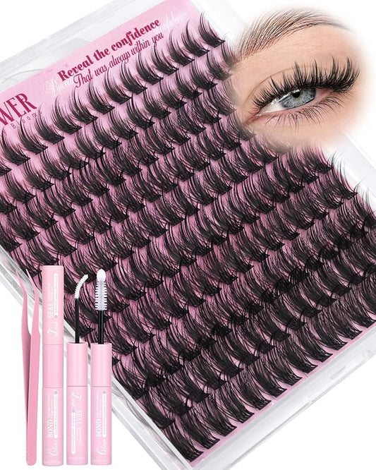 Wispy Lash Clusters Kit Natural Lash Extension Kit Manga Cluster Eyelash Extensions Kit CD Curly Eyelash Clusters Thin Band Individual Lashes Clusters by Lanflower