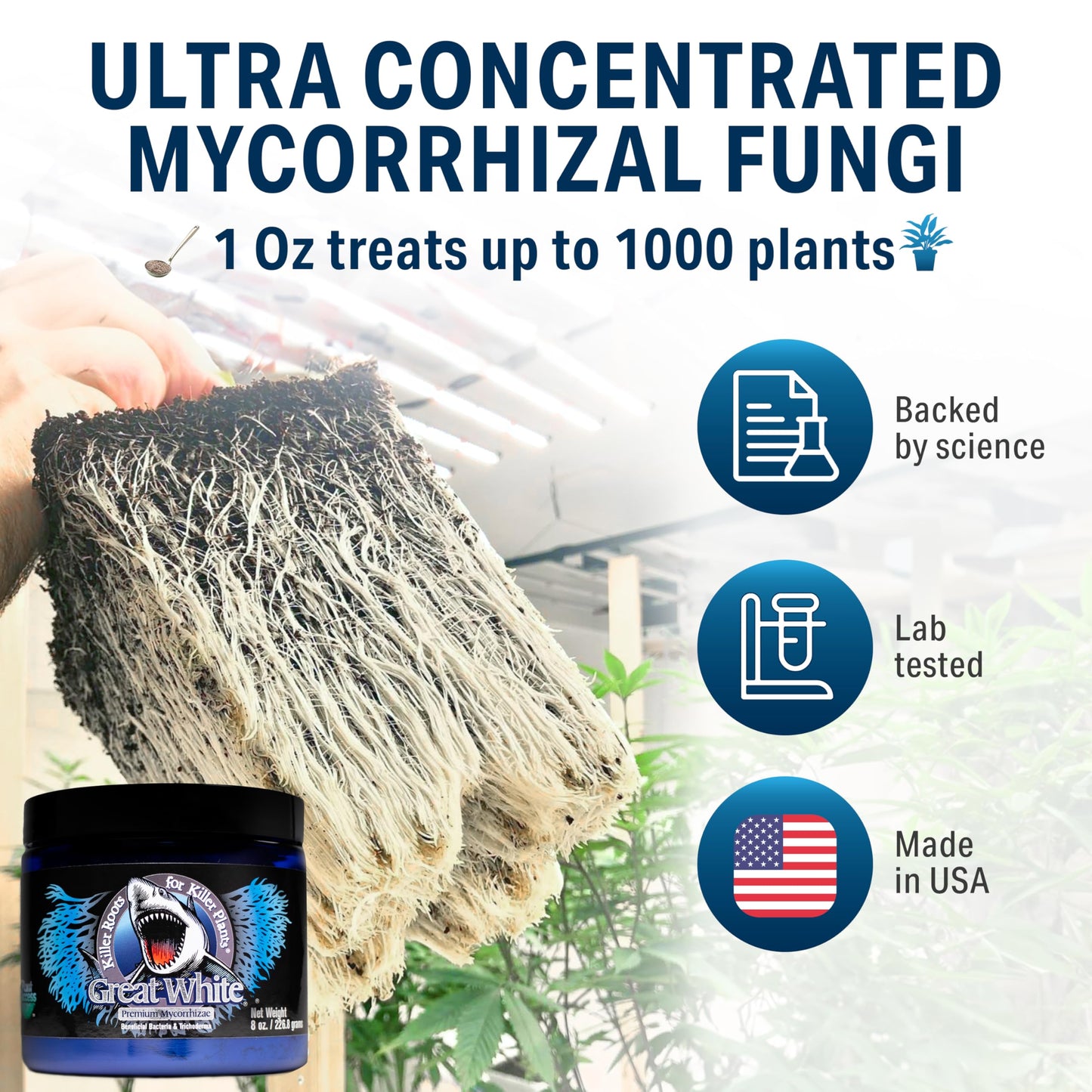 Great White Mycorrhizal Fungi, Beneficial Bacteria for Plant Growth, Root Stimulator, Concentrated 3-in-1 Formula by Plant Success (32 oz)