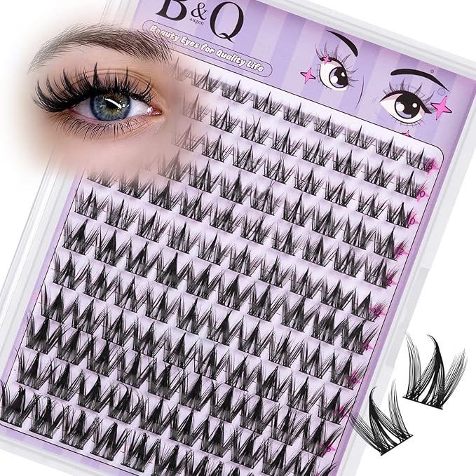 B&Q Manga Lashes Clusters Anime Lashes 8-18mm Mixed 120pcs Eyelash extension Manga Style Lash Feature Side Spike Cat Eye Eyelash Clusters Perfect Choice for Beginners at Home (Lash-Anime 04)