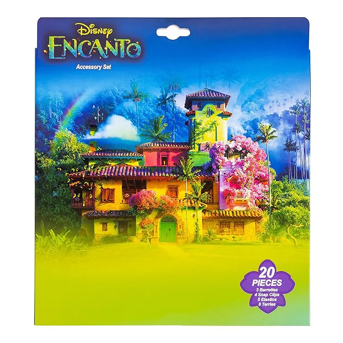Luv Her Encanto Girls 20 Piece Accessory Set with 3 Barrettes, 4 Snap Hair Clips, 5 Elastics and 8 Terry Ponies - Ages 3+