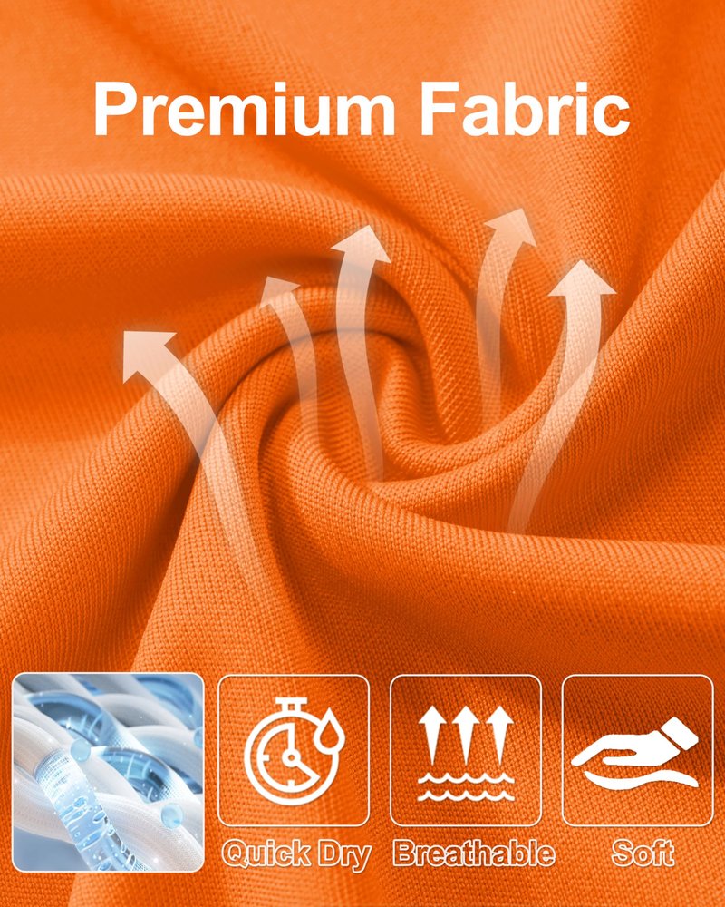 MAGCOMSEN Long Sleeve Shirts for Men Rashguard UV Sun Protection Running Fishing Hiking Swim SPF Athletic Shirt Orange