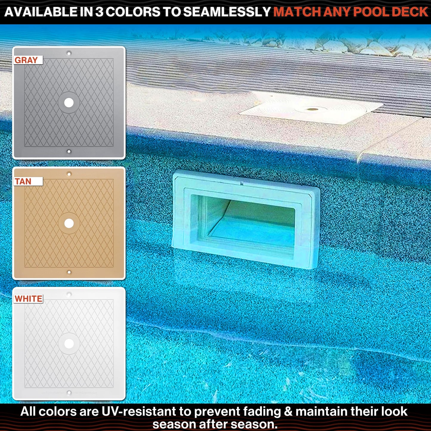 Swimables Pool Skimmer Cover Plate 10" Skimmer Lid Replacement SPX1082E, SP082, 1083, 1084, 1085 and S1086 | Industrial Grade Pool Skimmer Lid Compatible with 1082 Series Hayward Skimmers (Gray)