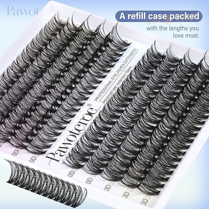 Pawotence Lash Clusters 200pcs Individual Lashes 30D 40D Cluster Eyelash Extensions 11-16mm Eyelash Clusters Lash Extensions for Self Application (30D&40D, 0.07D, 11-16mm Refill)