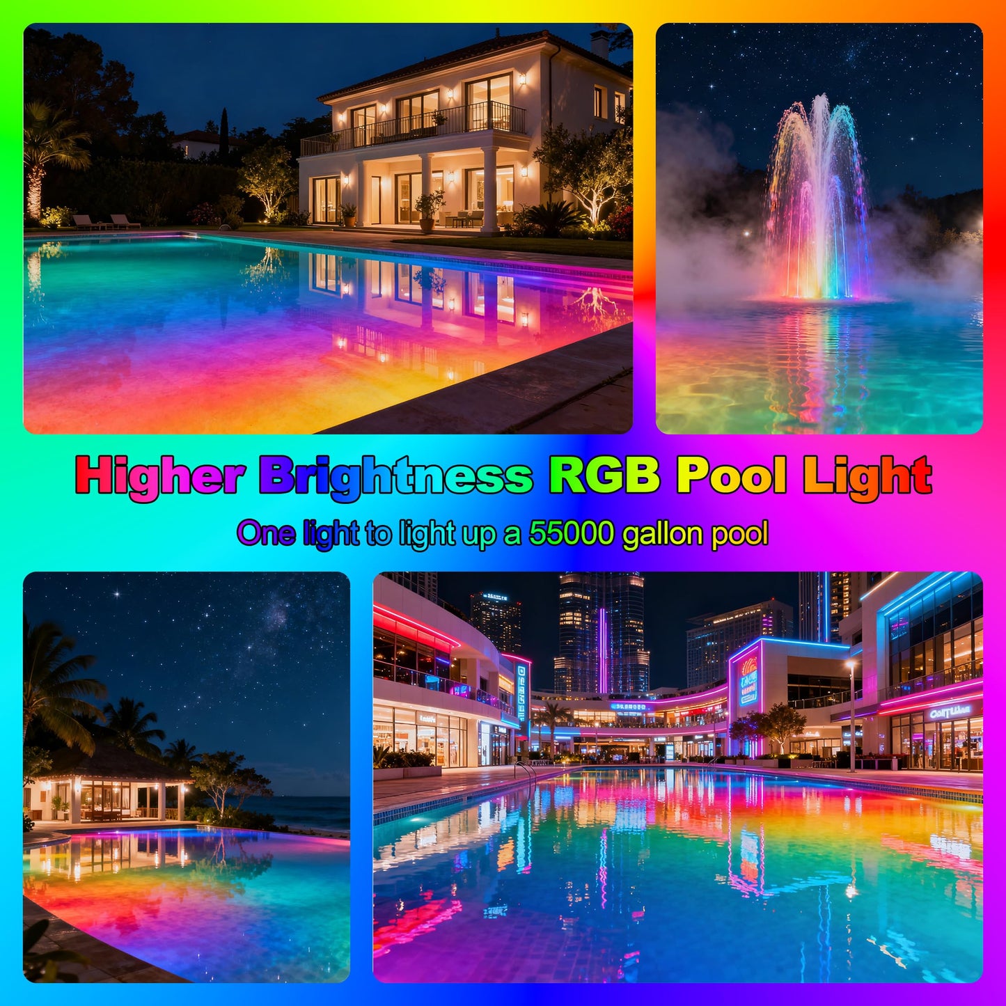 Jadisi LED Pool Light Bulb for Inground Pools – RGBW 70W Swimming LED Pool Lights, 12 Color Modes, Adjustable Brightness & Speed, Remote Control, Energy Efficient, E26 Base