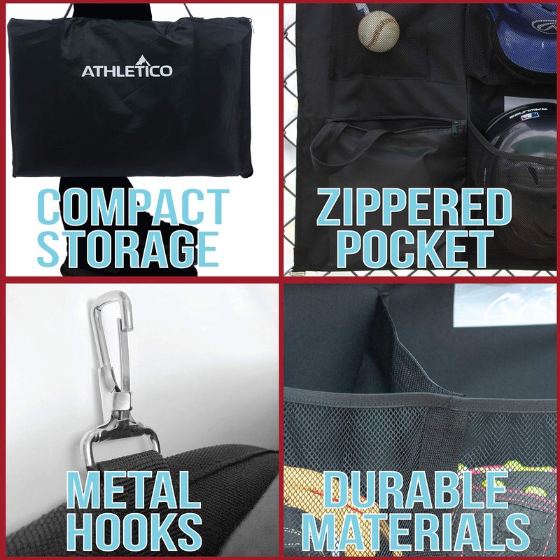 Athletico 15 Player Dugout Organizer - Hanging Baseball Helmet Bag to Organize Baseball Equipment Including Gloves, Helmets, Batting Gloves, Balls, & More