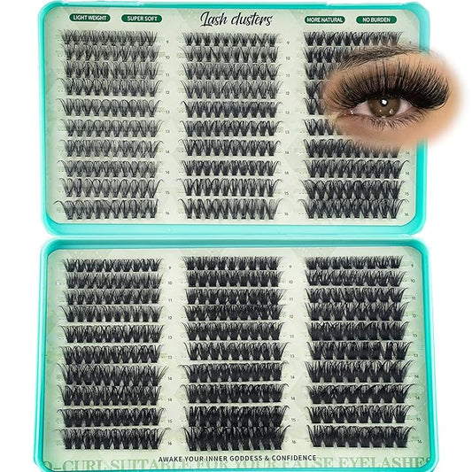 Wispy Lash Clusters Kit 640pcs Eyelash Cluster Extensions Curl Individual False Eyelashes Natural Fluffy Mink Lash Extension Kit (Only Lash-30D&40D&50D&60D&80D&100D, Lash Clusters)