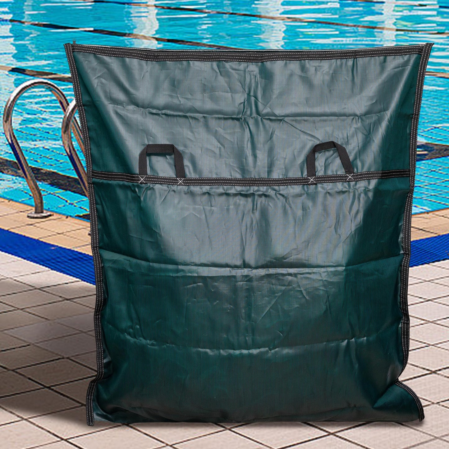 Adnee Pool Safety Cover Stowaway Bag with 4 Carry Handles,48x57 Inch Waterproof Pool Cover Storage Bag, Pool Cover Stowaway Bags for Pool Covers Packing