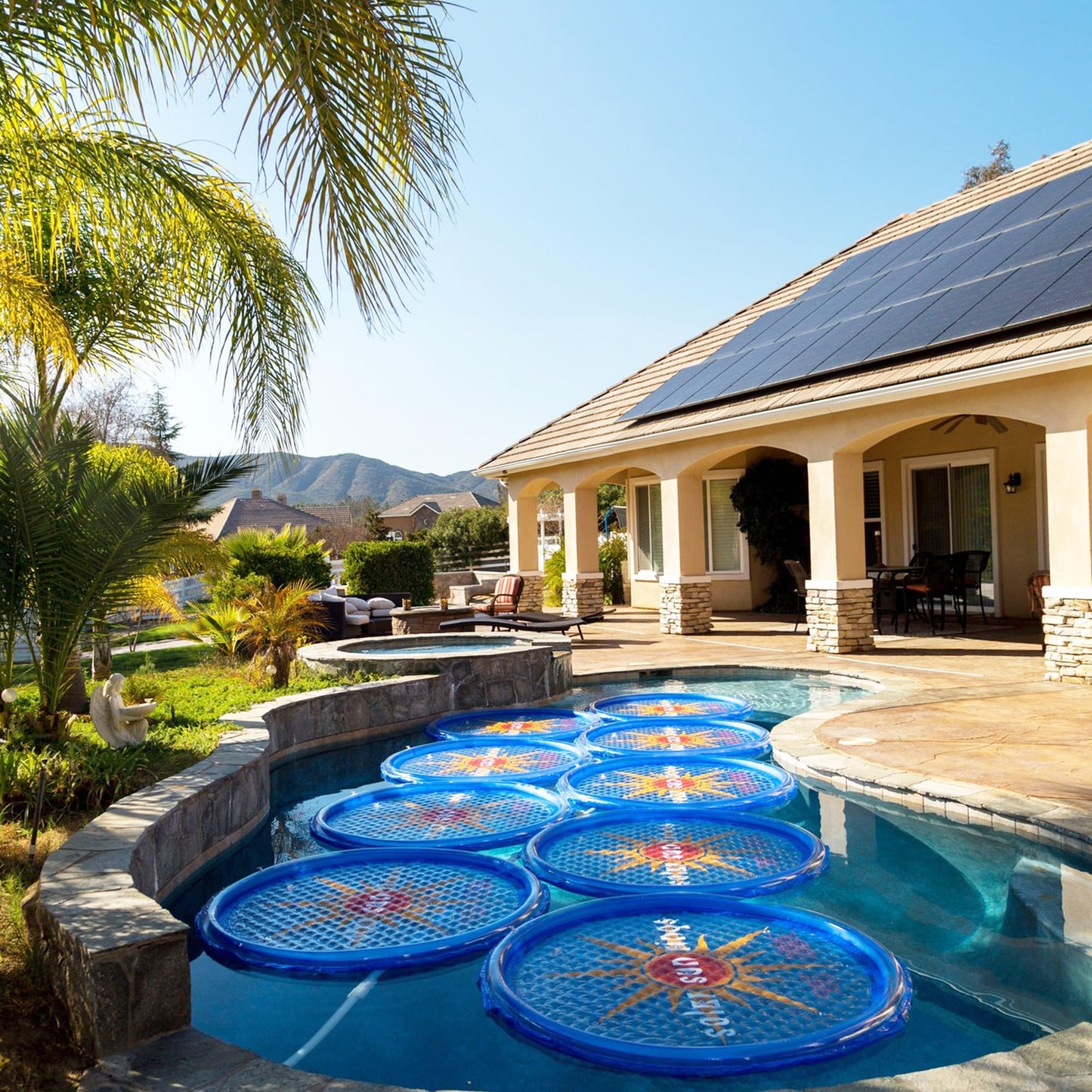 Solar Sun Rings Portable Above Ground Inground Swimming Pool Hot Tub Spa Heating Accessory Circular Heater Solar Cover, Blue (6 Pack)