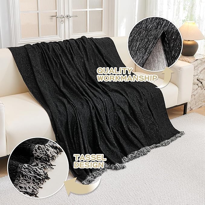 MYSKY HOME Couch Covers for Sofa, Black Couch Sofa Covers for 3 Cushion Couch Sofa, Non Slip Soft Sofa Cover, Couch Cover for Dogs Washable Furniture Protector, 91"x134", Black