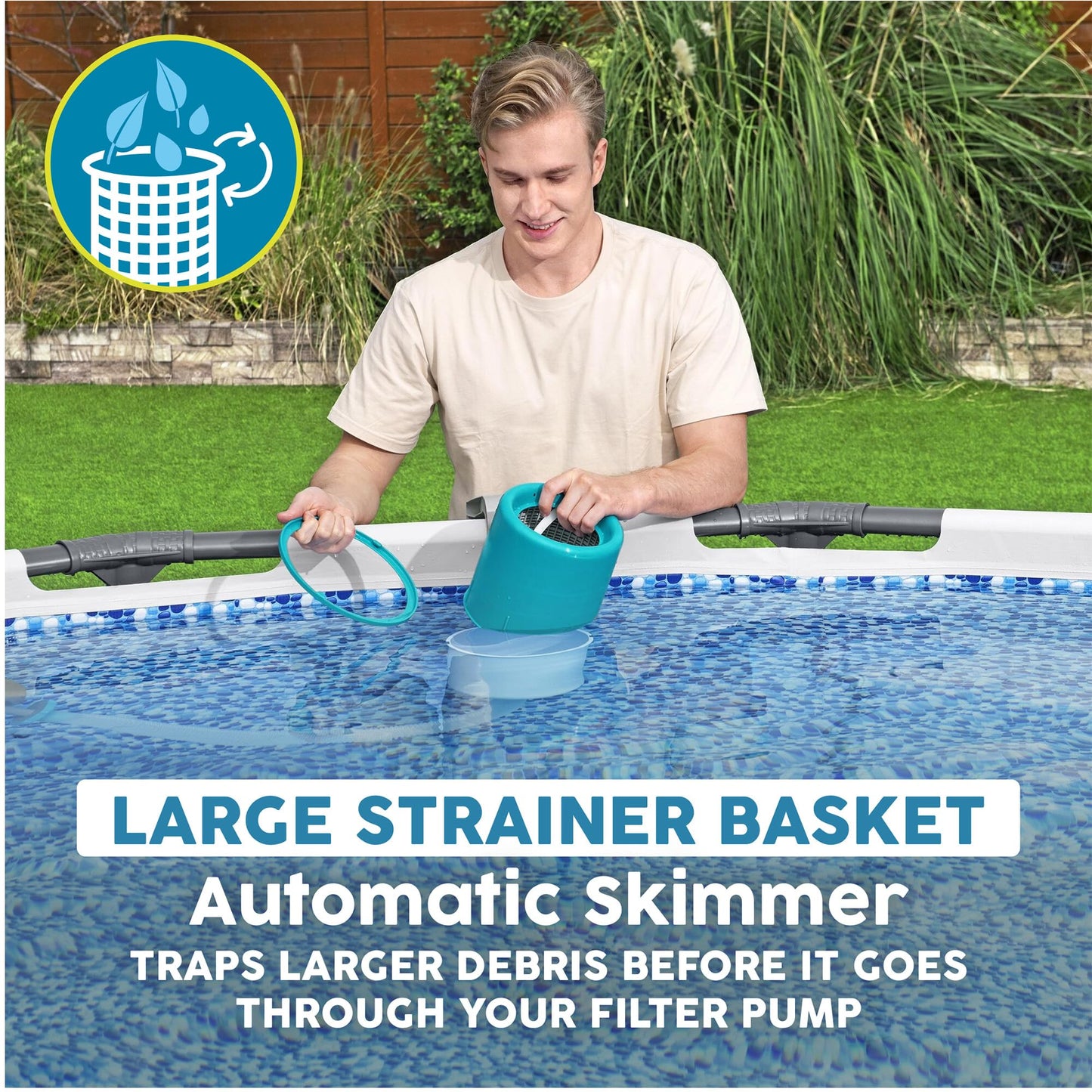 Bestway: AquaClean Deluxe Pool Maintenance Kit - Lightweight Pole, Vacuum & Skimmer Heads, Remove Leaves & Debris, Cleaning Accessory Pools Up to 20'