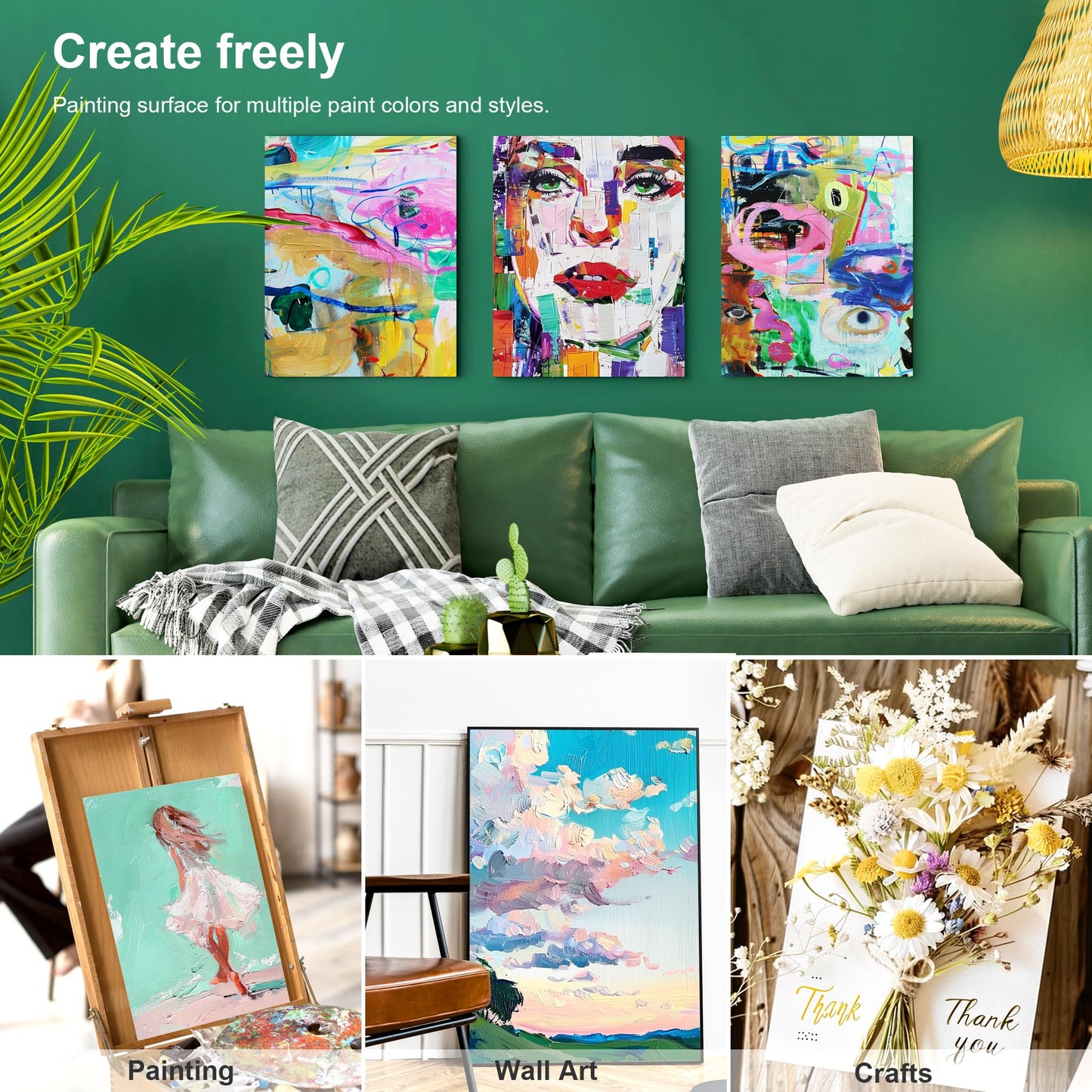 PHOENIX 24 Pack Canvases for Painting - 5x7, 8x10, 9x12, 11x14 Inch, 8 Oz Triple Primed 100% Cotton Flat Canvas Boards White Blank Canvas Panels Multi Size Bulk Pack for Acrylic & Oil Paints