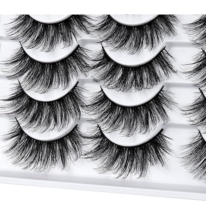 LANFLOWER False Eyelashes Natural Look 3D Faux Mink Lashes Fluffy Volume Lashes 20mm Handmade Eye Lashes Pack 14 Pairs