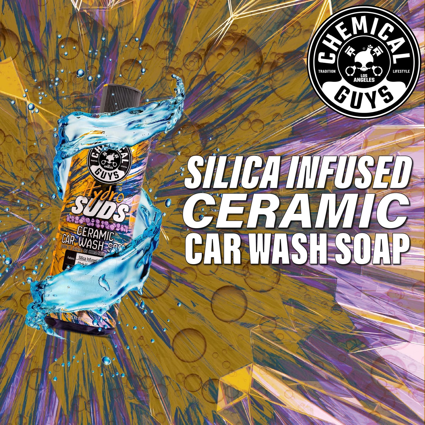 Chemical Guys HydroSuds Ceramic Shine High Foaming Car Wash Soap - Foam Cannon Soap, Works with Foam Guns or Bucket Washes Safe for Cars, Trucks, Motorcycles, RVs, & More, Berry Scent - 64 fl oz