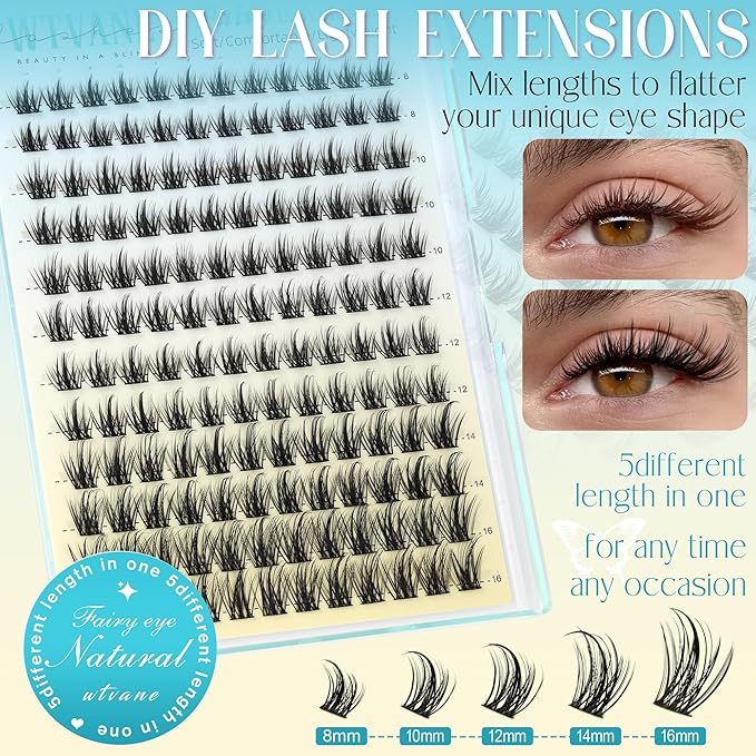 Lash Clusters Wispy Eyelash Clusters Manga Lashes Cluster Eyelash Extension Natural Lashes Clusters Fairy False Lashes DIY Individual Lash Extension Thin Band Lash Clusters with Spikes