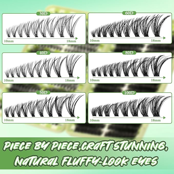 Lash Clusters Cat Eye Lash Clusters Kit Volume DIY Individual Lashes Clusters Lash Extension Kit 530Pcs Thin Band Wispy Lash Cluster Lash Bond and Seal Lash Tweezers